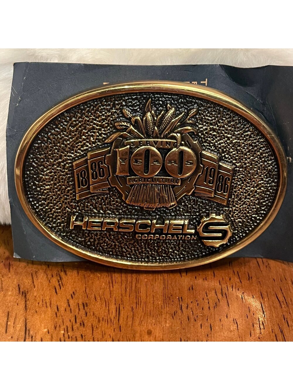 Vintage 1983 Herschel Corporation 100 year anniversary brass belt buckle